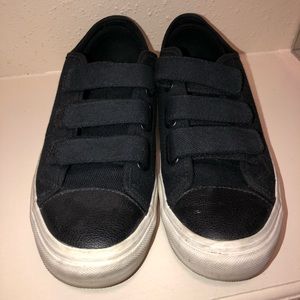 Vans Velcro sneakers, size 8 in women’s, leather/canvas material.